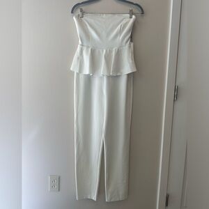 White Peplum Jumpsuit